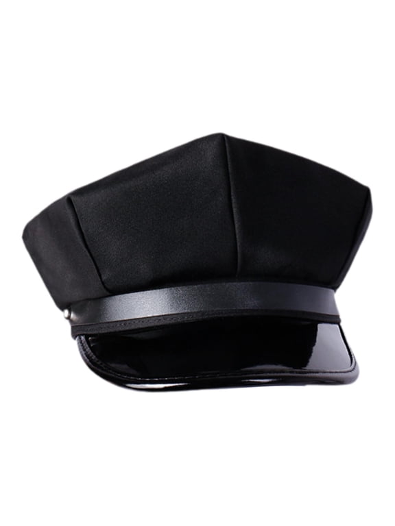 A captain's hat, an octagonal sailor cap, perfect for nautical-themed events Black