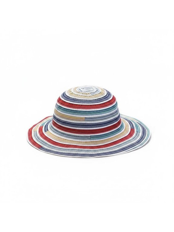 Beach Hat Visor Sun Hat Multicolor Striped Style for Women for Spring Summer Holidays and Outdoor Leisure