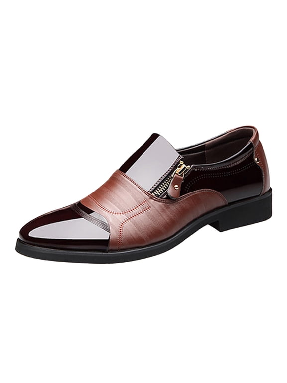 Business Shoes, Comfortable Round Pointed Toe Work Oxfords, Slip on Footwear Men Brown 43