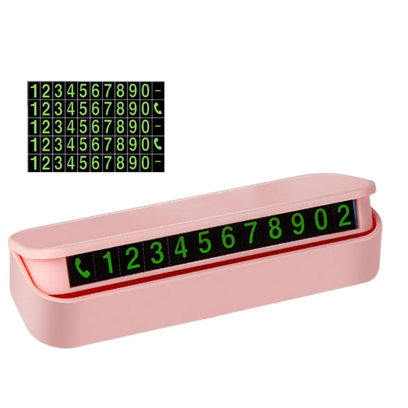 Dickly Car Parking Number Plate Hidden Parking Phone Number Card Compact Universal Stop pink
