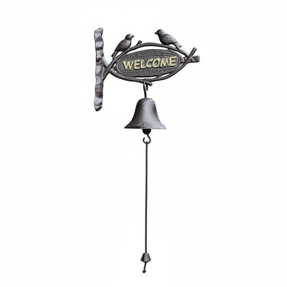 Dickly Cast Iron Bell Door Chime Angel Durable Weather Resistant Material with Pull Cord for Outdoor Entryway Store Adults