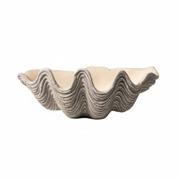 Dickly Clam Shaped Decor Bowl Shell Art Ornament Weathered Texture Resin Build for Bookshelf Sideboard Display