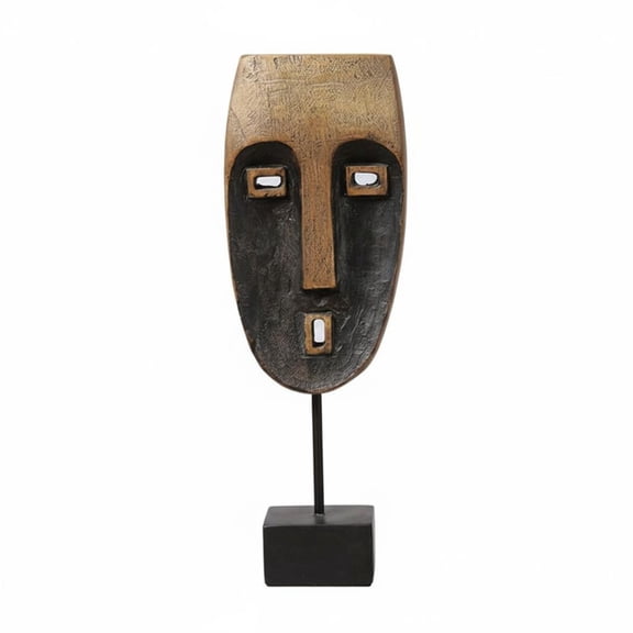 Dickly Contemporary Abstract Resin Face Statue Bust Sculpture Handcrafted Wood Finish Tabletop Decor Art Piece for Living Room Shelf Desk Entryway Modern Home Accent