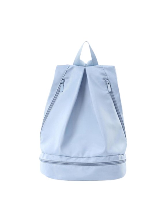 Drawstring Backpack Gym Bag Adjustable Shoulder Strap Beach Fitness Bag Rucksack Blue L