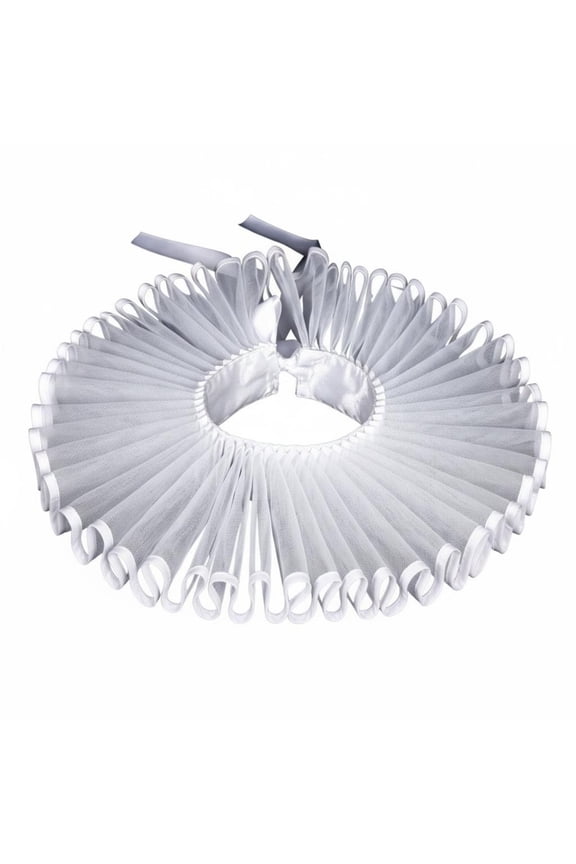 Elizabethan Neck Ruff Retro Ruffle Collar Costume Accessory Detachable Tie Easy Fit Mesh Polyester for Adults Themed Parties