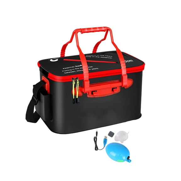 Dickly Fishing Bucket Large Capacity Outdoor Camping EVA Fishing Bag Portable Live Fish S Black pump