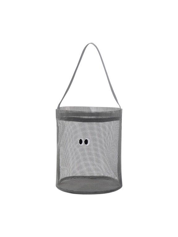 Foldable Nylon Beach Mesh Bag Practical Versatile Organizer Suitable for Walking Gray