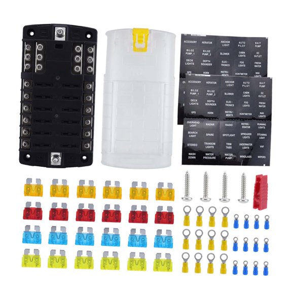 Dickly Generic Blade Fuse Block Set with LED Warning Indicator with Sticker Labels Fuse