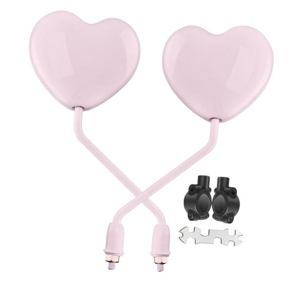 Dickly Motorcycle Heart Shaped Rearview Mirror Convex Mirrors Wide View Left Right Professional for Enhanced Visibility Replacement Pink