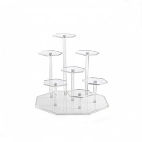 Dickly Multi Level Display Stand Acrylic Perfume Organizer Hexagonal Tiers Clear Sturdy Build for Collectors Retailers Vanity Bathroom Bedroom