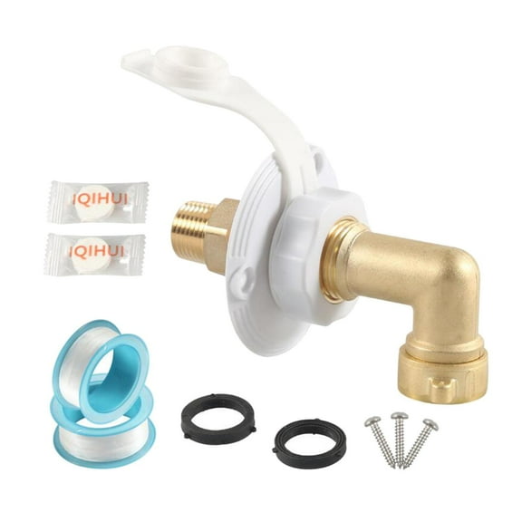 Dickly RV City Inlet Kit with Check 1/2" Male Brass Connector RV Water Hose White