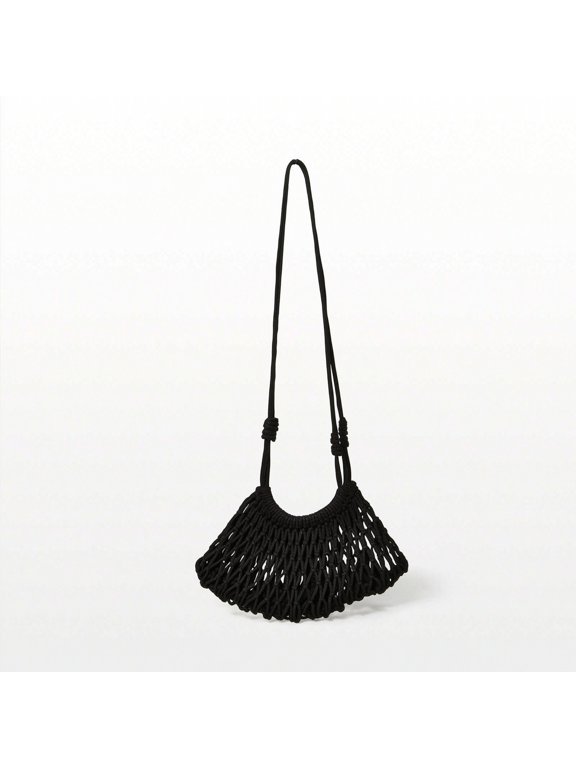 Shoulder Handbag Crochet Woven Bag Airy Breathable Cotton Lightweight Slouchy Silhouette for Women Weekend Travel