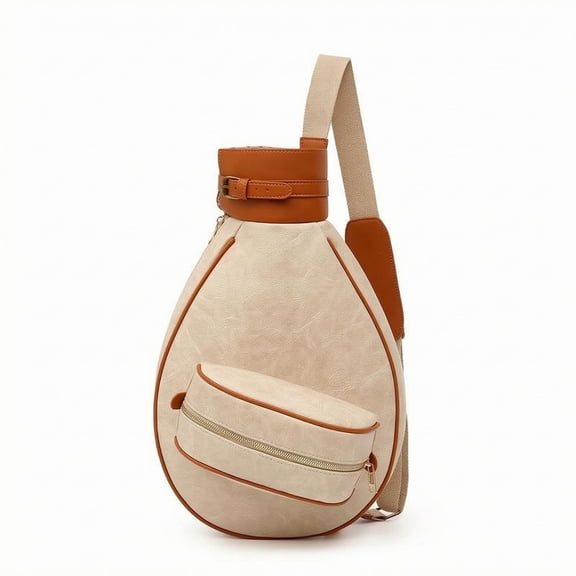 Dickly Tennis Racket Carrier Athletic Bag Crossbody Polyurethane Material Adjustable Padded Strap with Zipper Pocket for Practice Games and Leagues