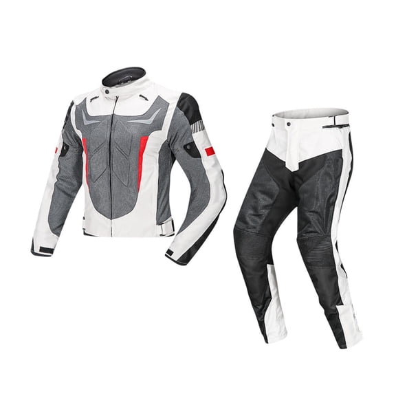 Dickly Waterproof Motorcycle Jacket Pants Motocross Suit Protective Wearable Reflective White XXXL