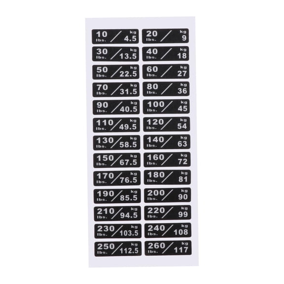 Dickly Weight Stack Labels, Weight Stickers, 10-260lbs, Black Background, Weight Number