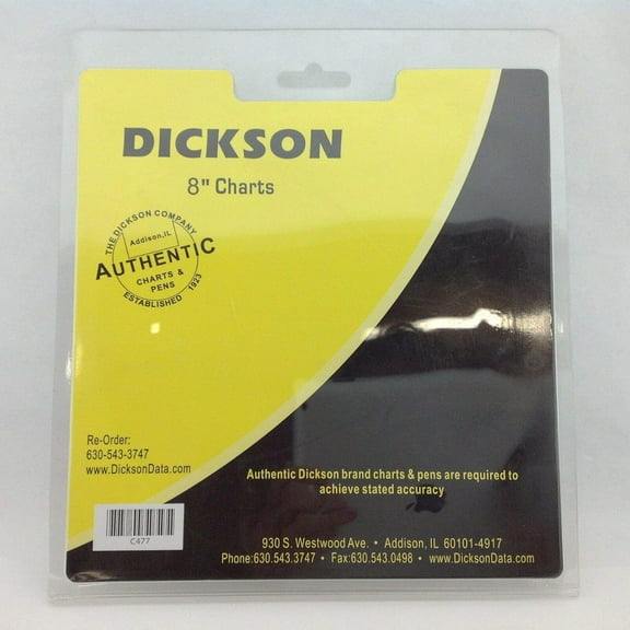 Dickson C477 Circular Chart Recorder, 7-Day, 40 to 110F, 0-100% Rh, 8' (Pack of 60)