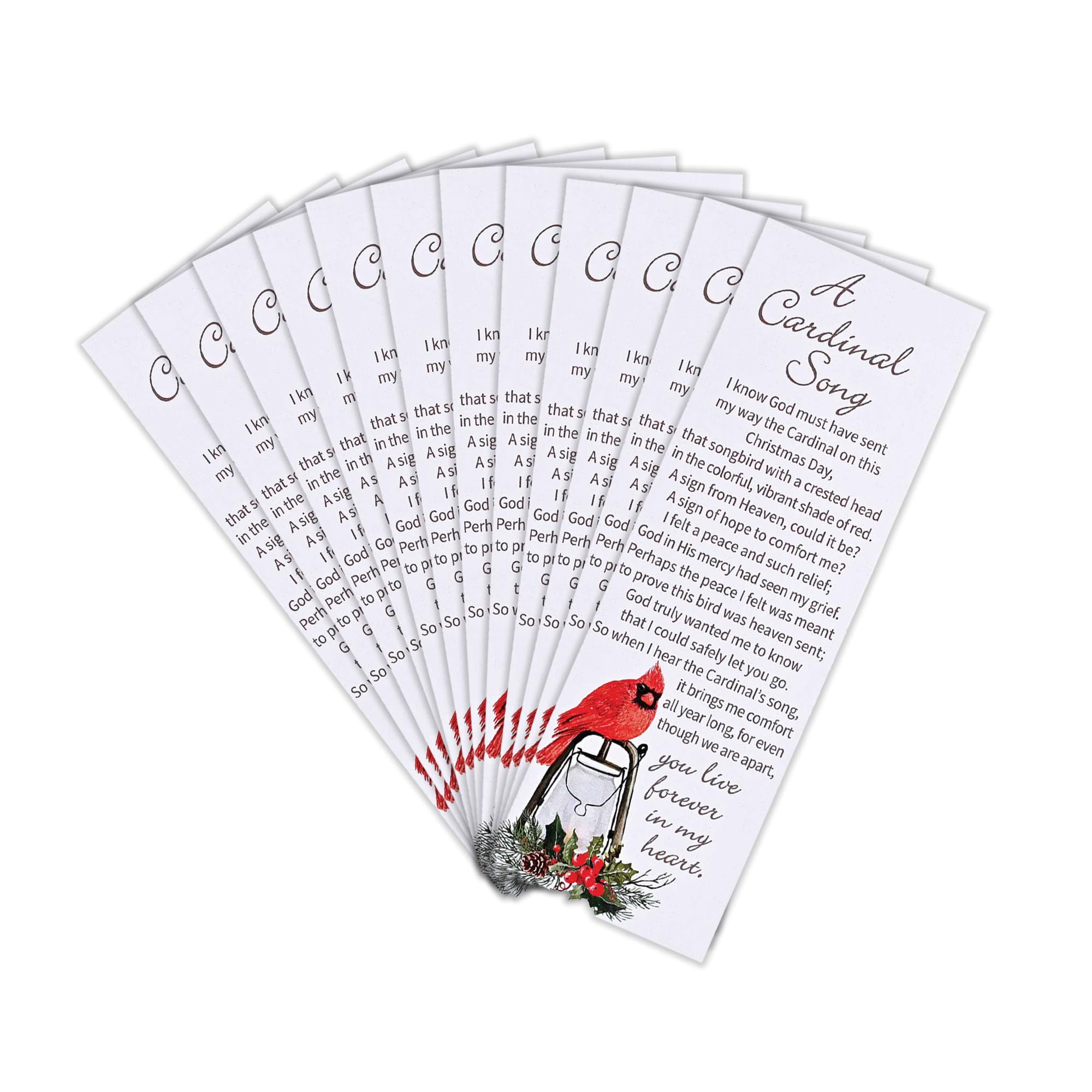 Dickson's A Cardinal Song - You Live Forever in My Heart - White/Red 2.63 x 6.25 Inch Paper Place Holder Bookmark; Package of 12