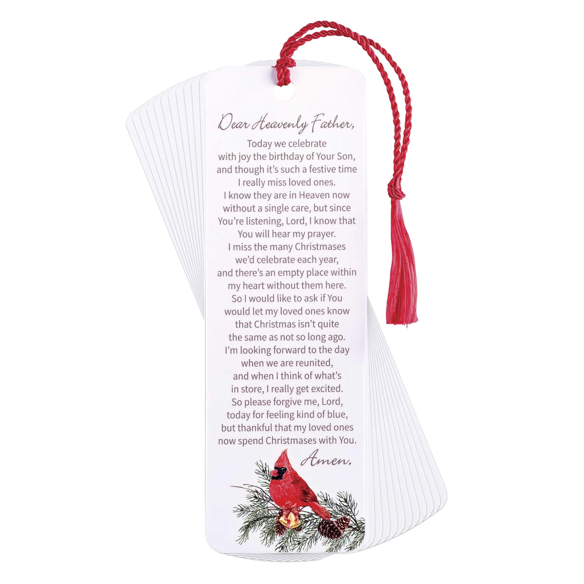 Dickson's Christmas Prayer - Today We Celebrate - White/Red 6 x 2 Inch Paper/Tassel Place Holder Bookmark; Package of 12