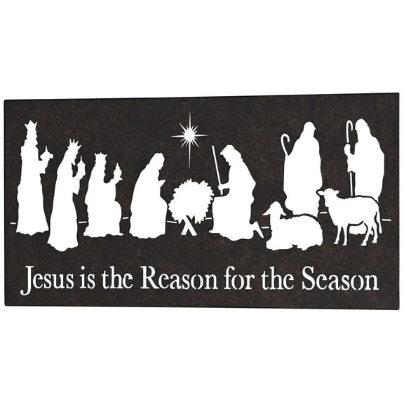 Dickson's Diecut Nativity Silhouette - Jesus Is The Reason For The Season - 14.38 x 7.88 Inch Black Metal Decorative Wall Art Plaque