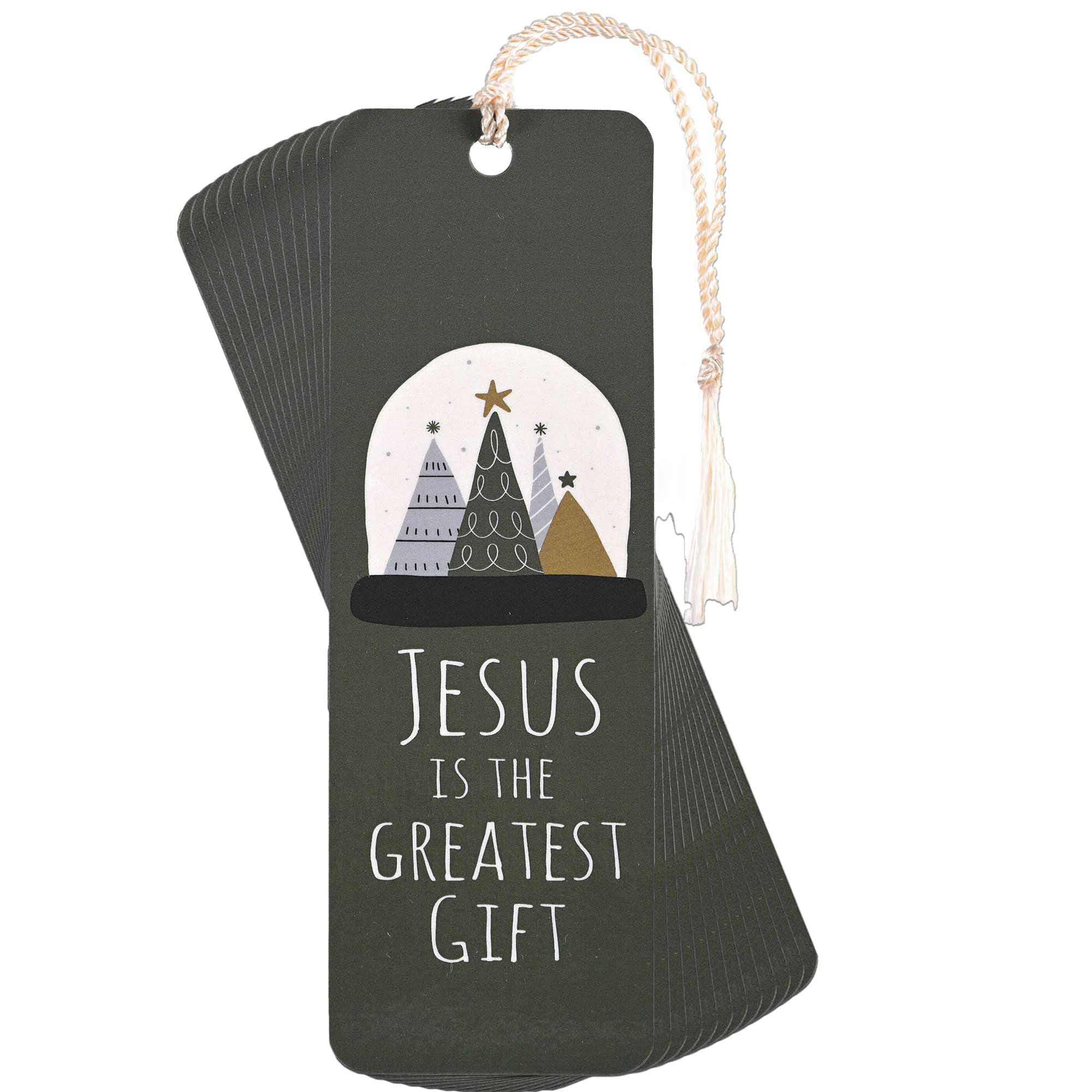 Dickson's Jesus Is The Greatest Gift - Means The Most to Me - Black/White 6 x 2 Inch Paper/Tassel Place Holder Bookmark; Package of 12