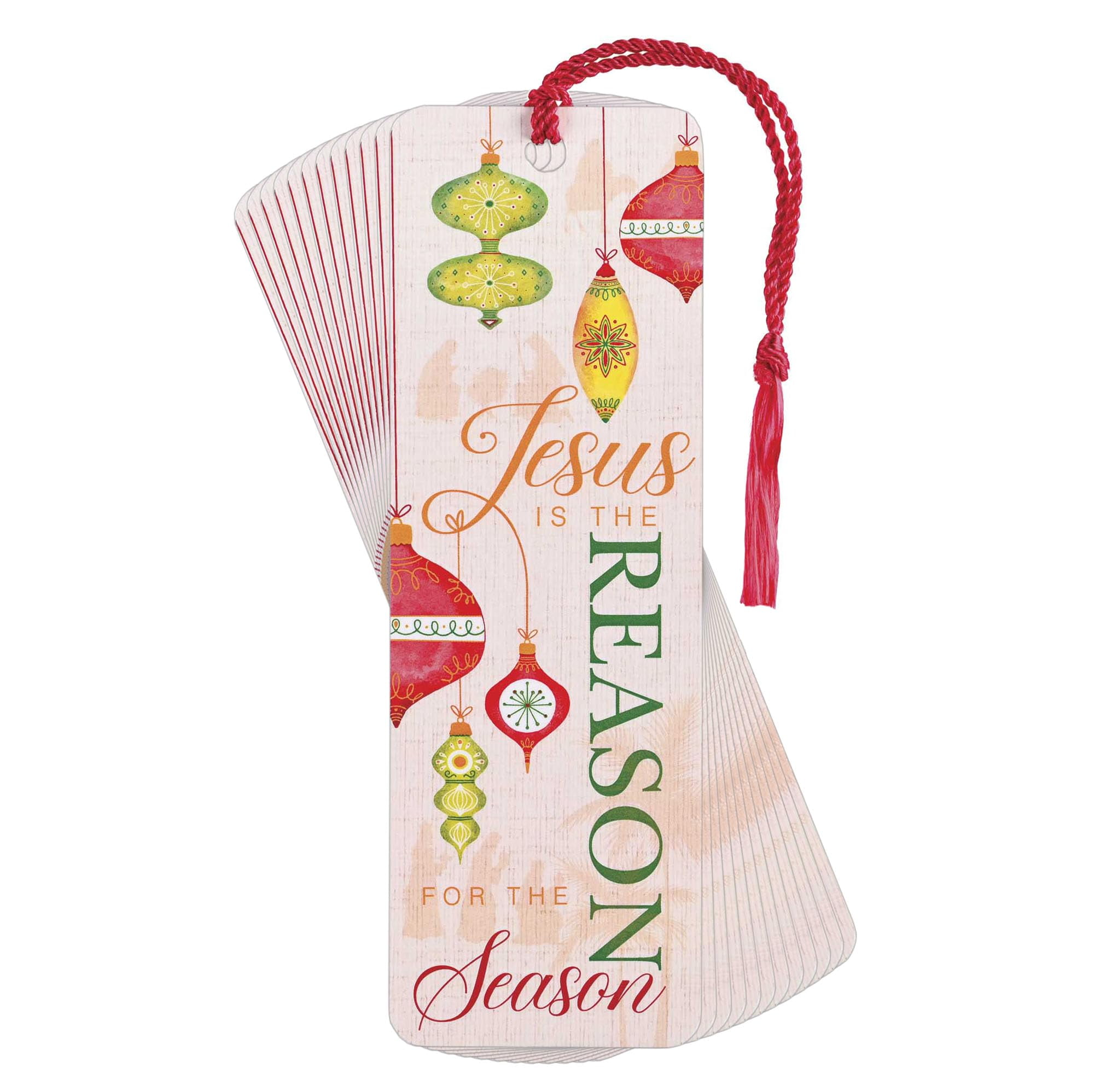 Dickson's Jesus Is The Reason for The Season - Ornament Design - Multicolor 6 x 2 Inch Paper/Tassel Place Holder Bookmark; Package of 12