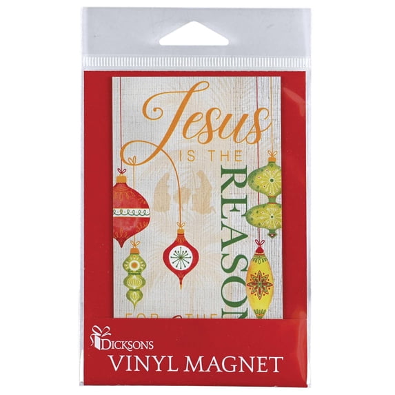 Dickson's Ornament Design - Jesus Is The Reason for The Season - 5 x 2.75 Inch Multicolor Magnet/Vinyl Refrigerator Magnet