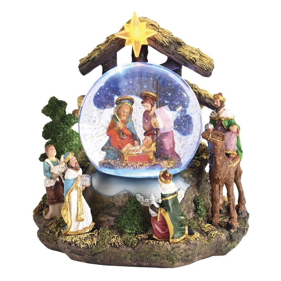 Dickson's Water globe Music Lighted Away In Manger 8 x 7 Inch Multicolor Resin/Glass Musical Water Globe