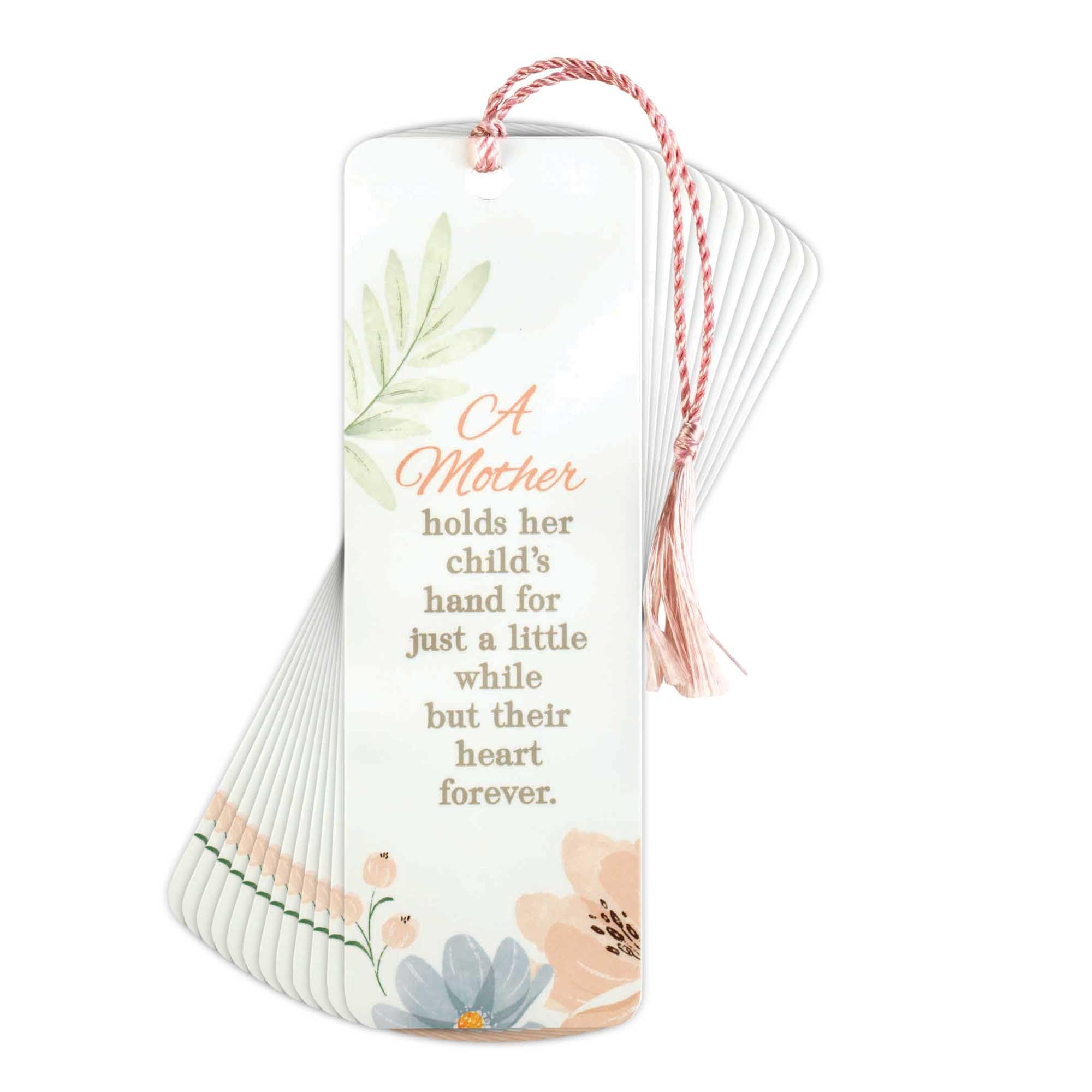 Dicksons A Mother Holds Her Child's Hand Decorative White 6 x 2 Paper and Tassel Tassel Decoration Bookmark Pack of 12