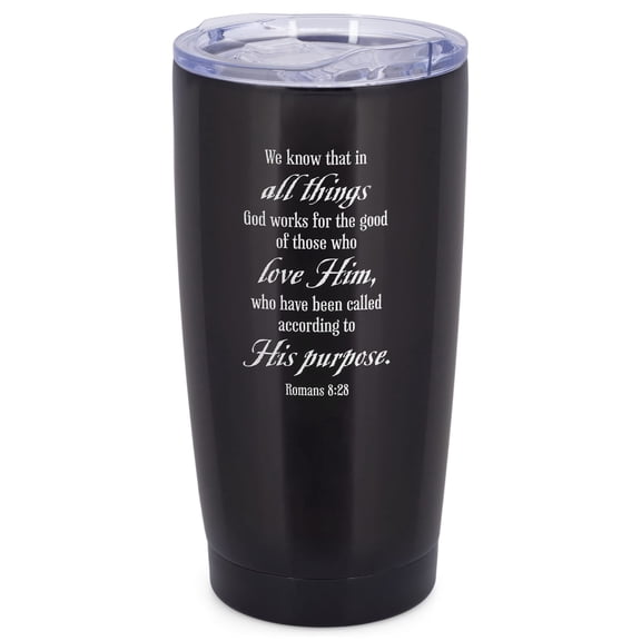 Dicksons All Things Work For Good Black 20 Ounce Stainless Steel Travel Tumbler