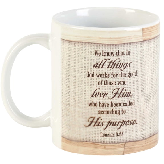 Dicksons All Things Work For Good Classic White and Tan 11 Ounces Ceramic Coffee Mug Cup