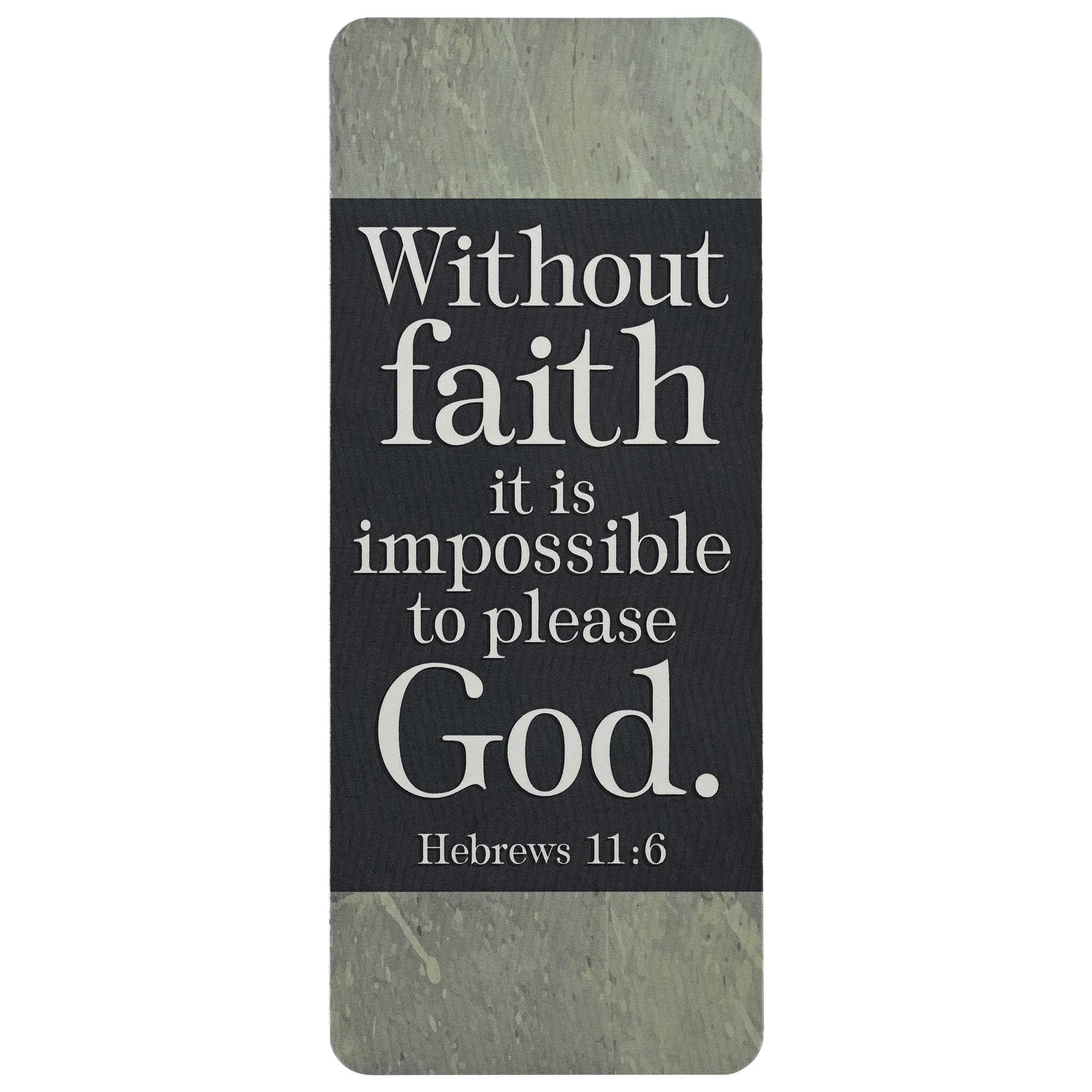 Dicksons BKM-BC100 Without Faith It is Impossible Grey and Black 6.5 x 2.75 Paper Durable Laminated Bookcard Bookmark, Pack of 12