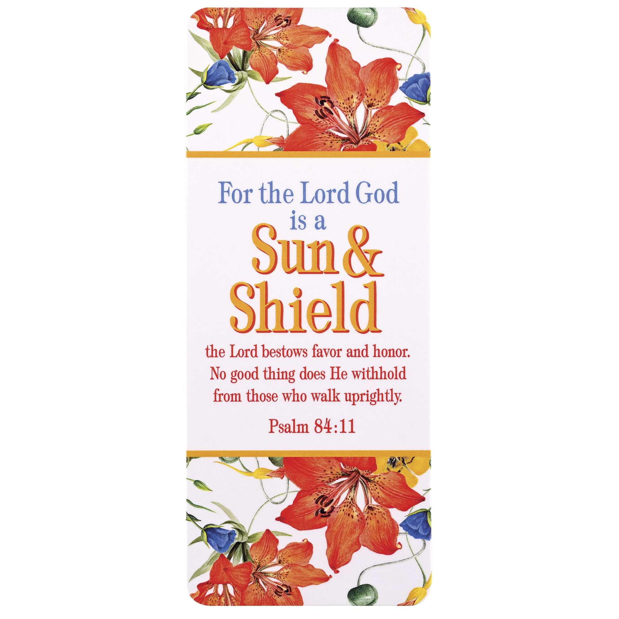 Dicksons BKM-BC102 Sun and Shield Bestows Favor and Honor No Good Things Does He Withhold Floral Pattern Orange and Yellow 6.5 x 2.75 Paper Durable Laminated Bookcard Bookmark, Pack of 12