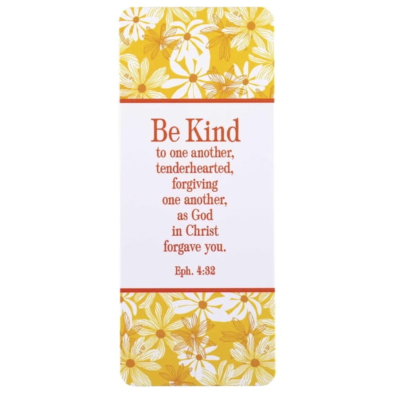 Dicksons BKM-BC103 Be Kind to One Another Tenderhearted Forgiving One Another Floral Pattern Yellow and White 6.5 x 2.75 Paper Durable Laminated Bookcard Bookmark, Pack of 12