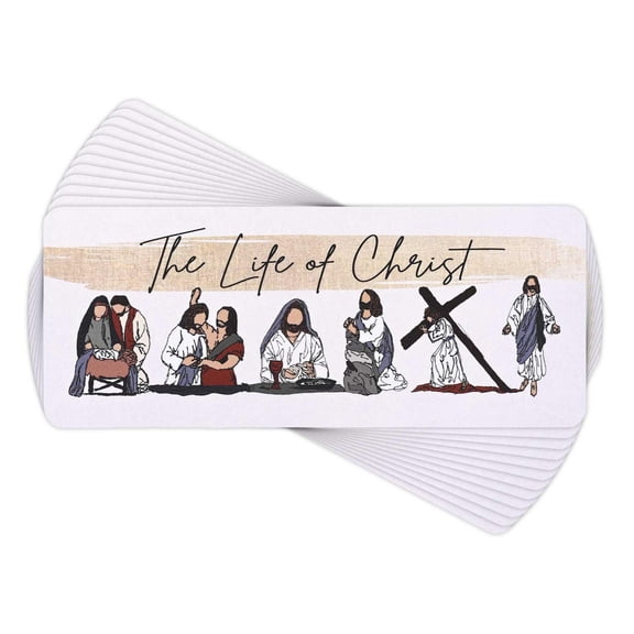 Dicksons BKM-BC94 The Life of Christ White and Tan 2.5 x 6 Inch Paper Place Keeper Bookmark Pack of 12