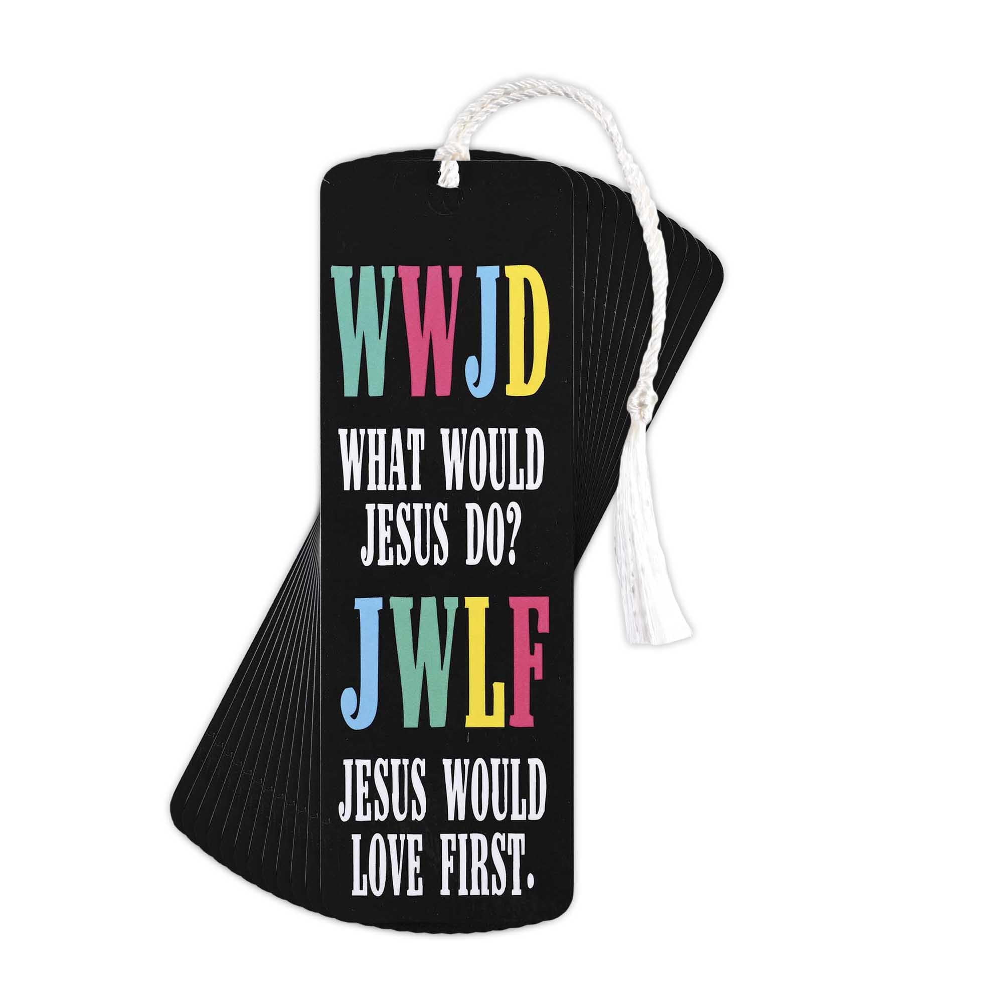 Dicksons BKMTL-460 WWJD Love First Black 2 x 6 Inch Paper and Tassel Place Keeper Bookmark Pack of 12