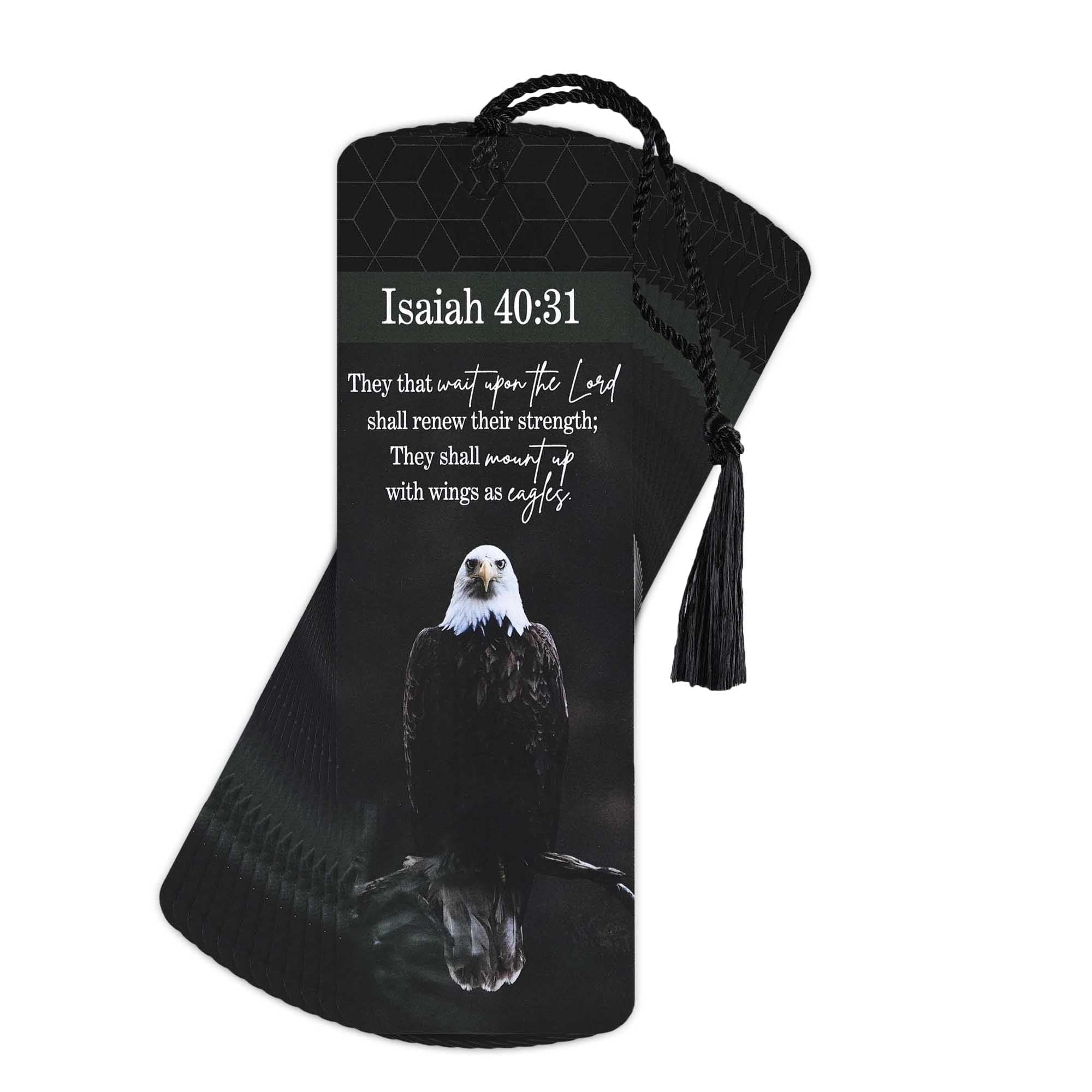 Dicksons BKMTL-463 Shall Renew Their Strength Black 2 x 6 Inch Paper and Tassel Place Keeper Bookmark Pack of 12