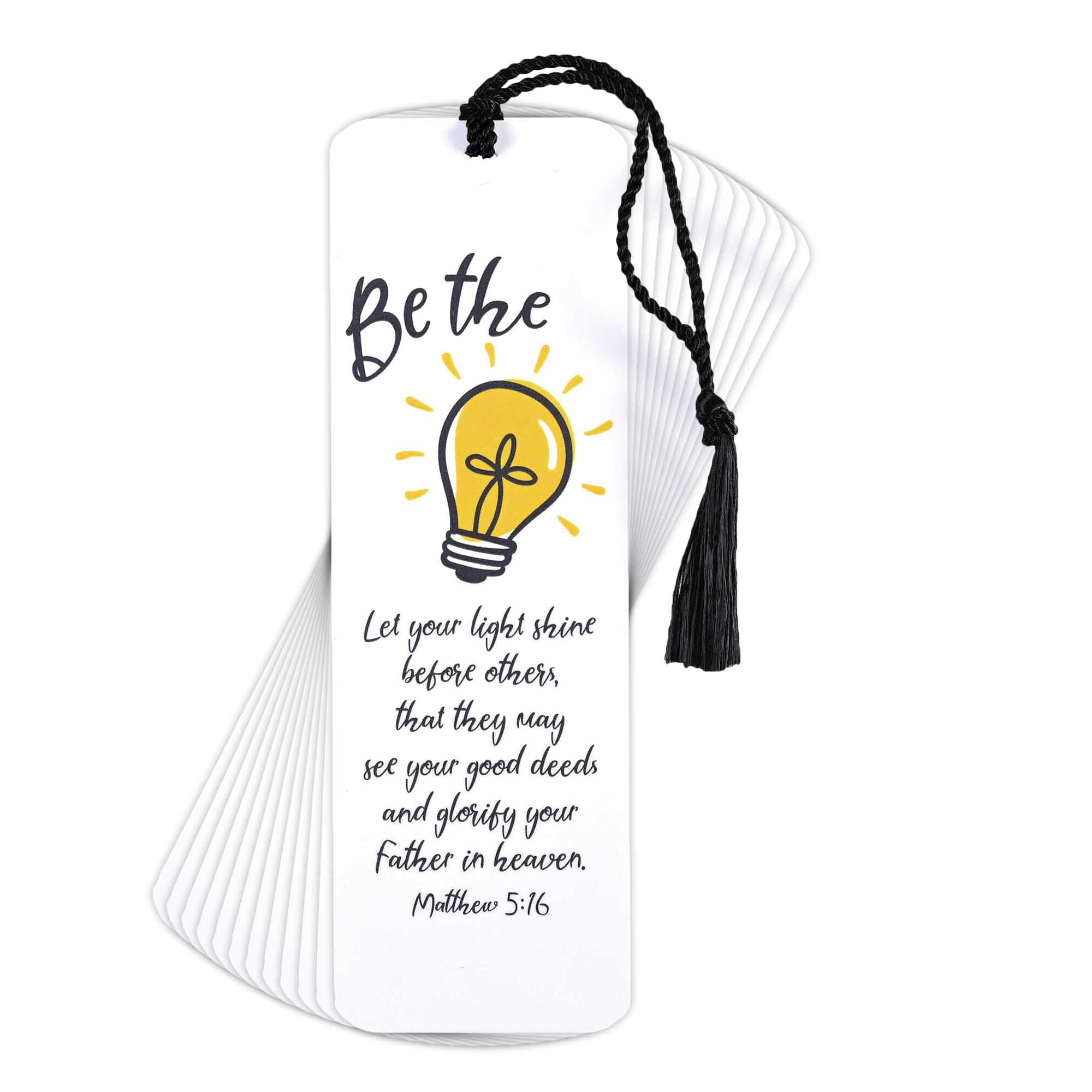 Dicksons BKMTL-464 Be The Light Yellow and White 2 x 6 Inch Paper and Tassel Place Keeper Bookmark Pack of 12