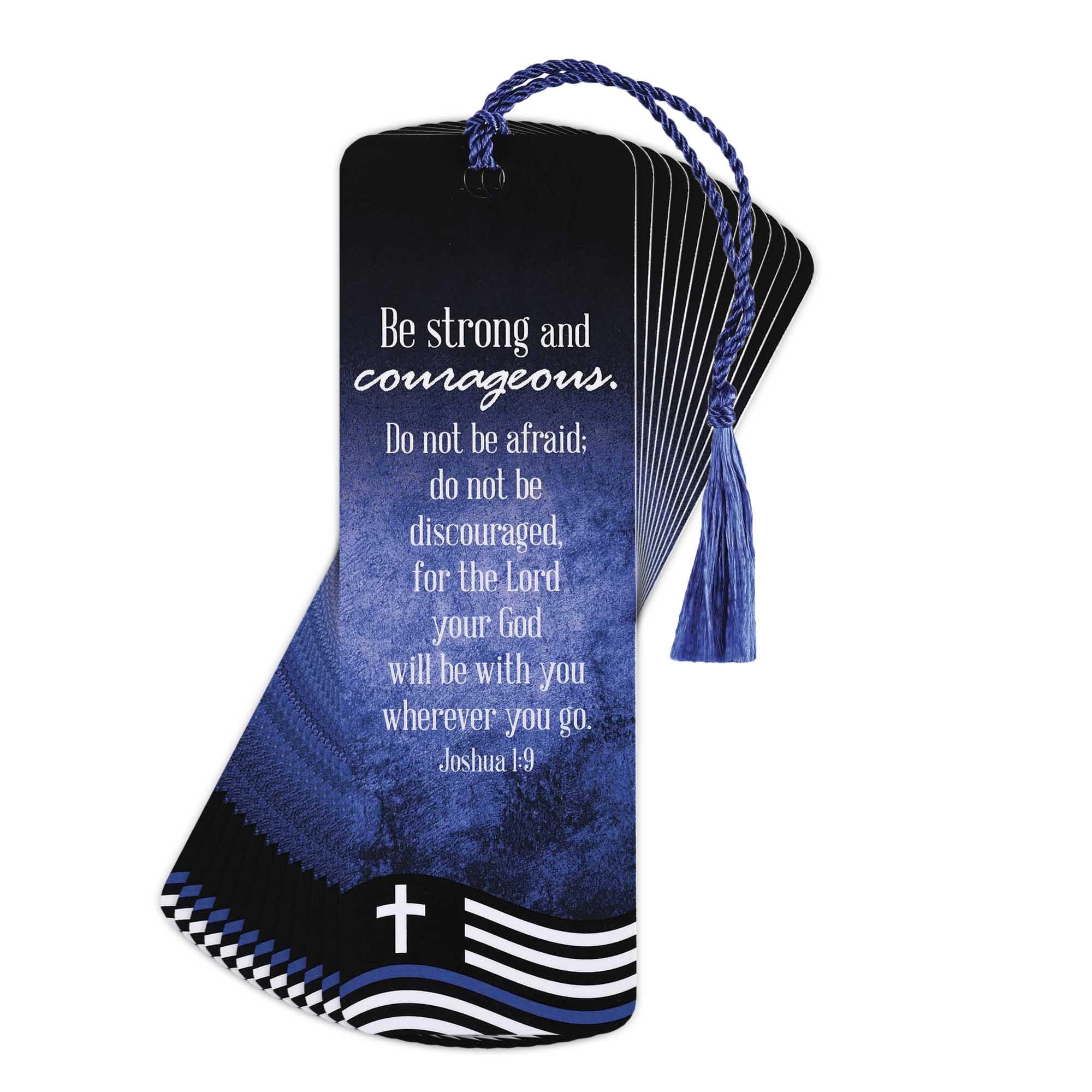 Dicksons BKMTL-475 Police Office Strong and Courageous Blue and Black 2 x 6 Inch Paper and Tassel Place Keeper Bookmark Pack of 12