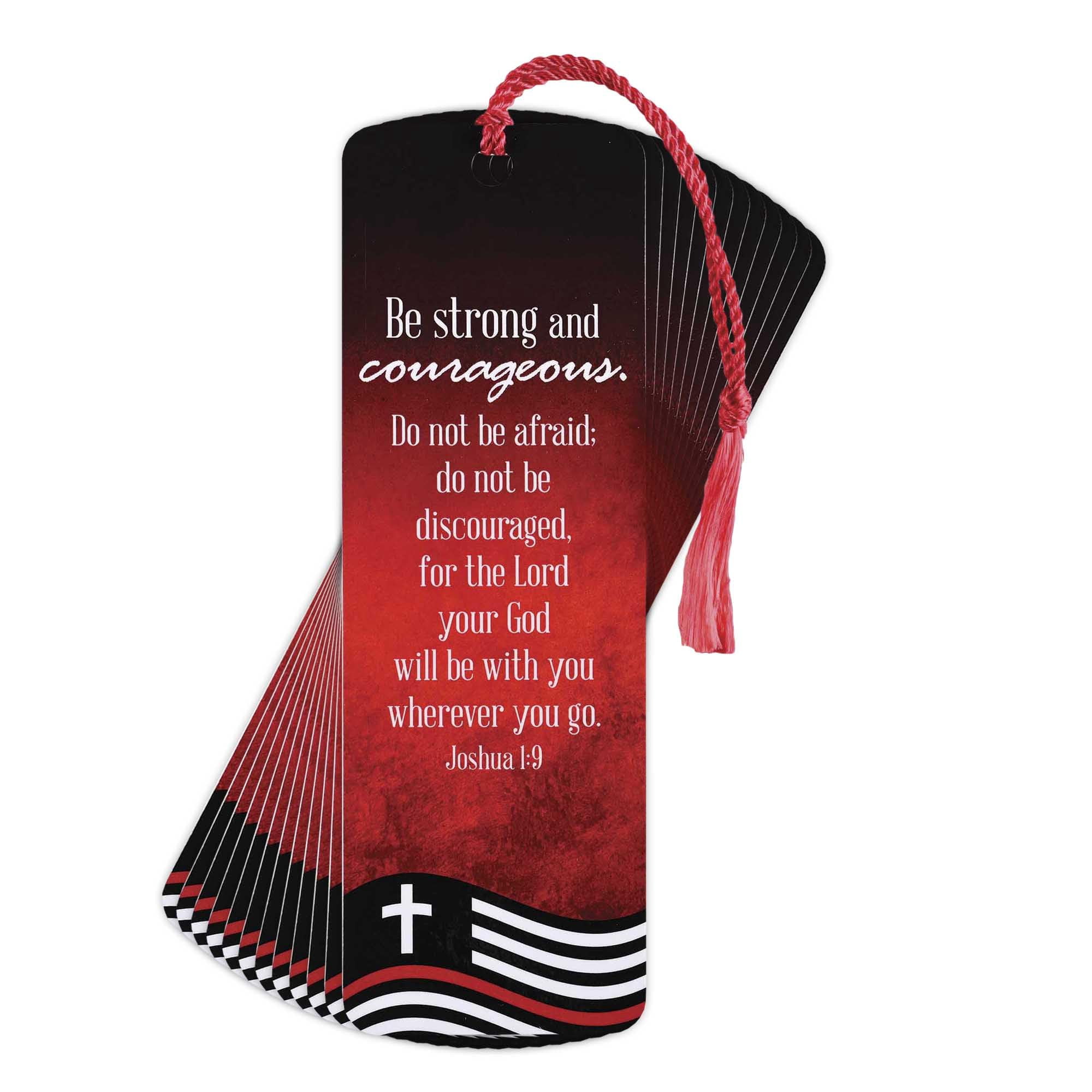 Dicksons BKMTL-476 Fireman Strong and Courageous Red and Black 2 x 6 Inch Paper and Tassel Place Keeper Bookmark Pack of 12