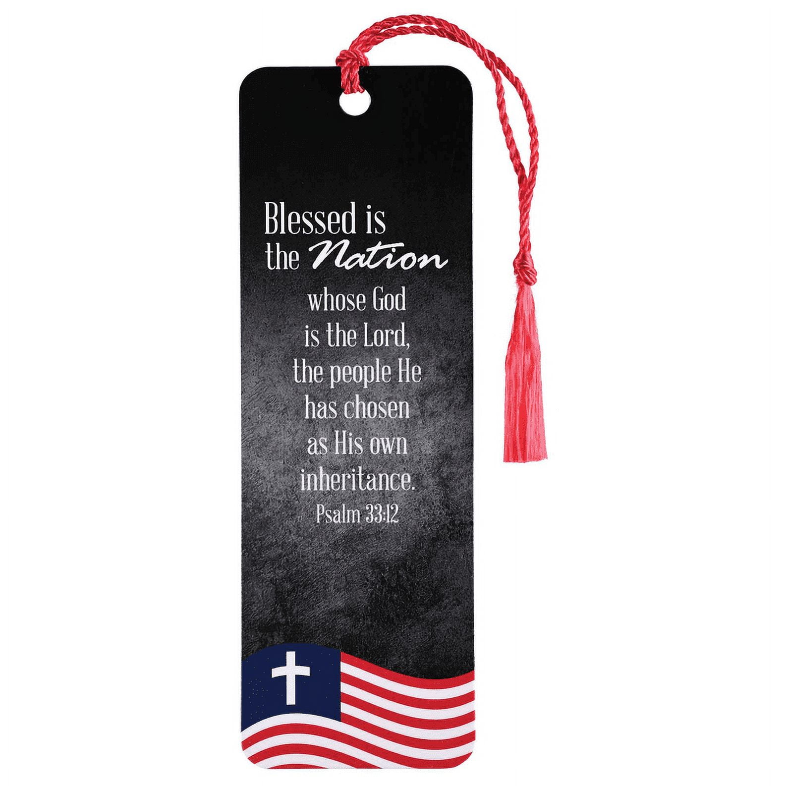 Dicksons BKMTL-477 Patriotic Blessed is The Nation Red, White, and Blue 2 x 6 Inch Paper and Tassel Place Keeper Bookmark Pack of 12