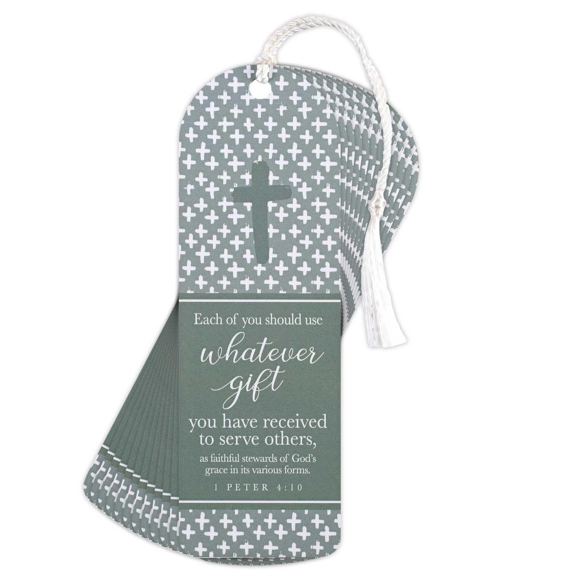 Dicksons BKMTL-483 Serve Others Green and White 2 x 6 Inch Paper and Tassel Place Keeper Bookmark Pack of 12