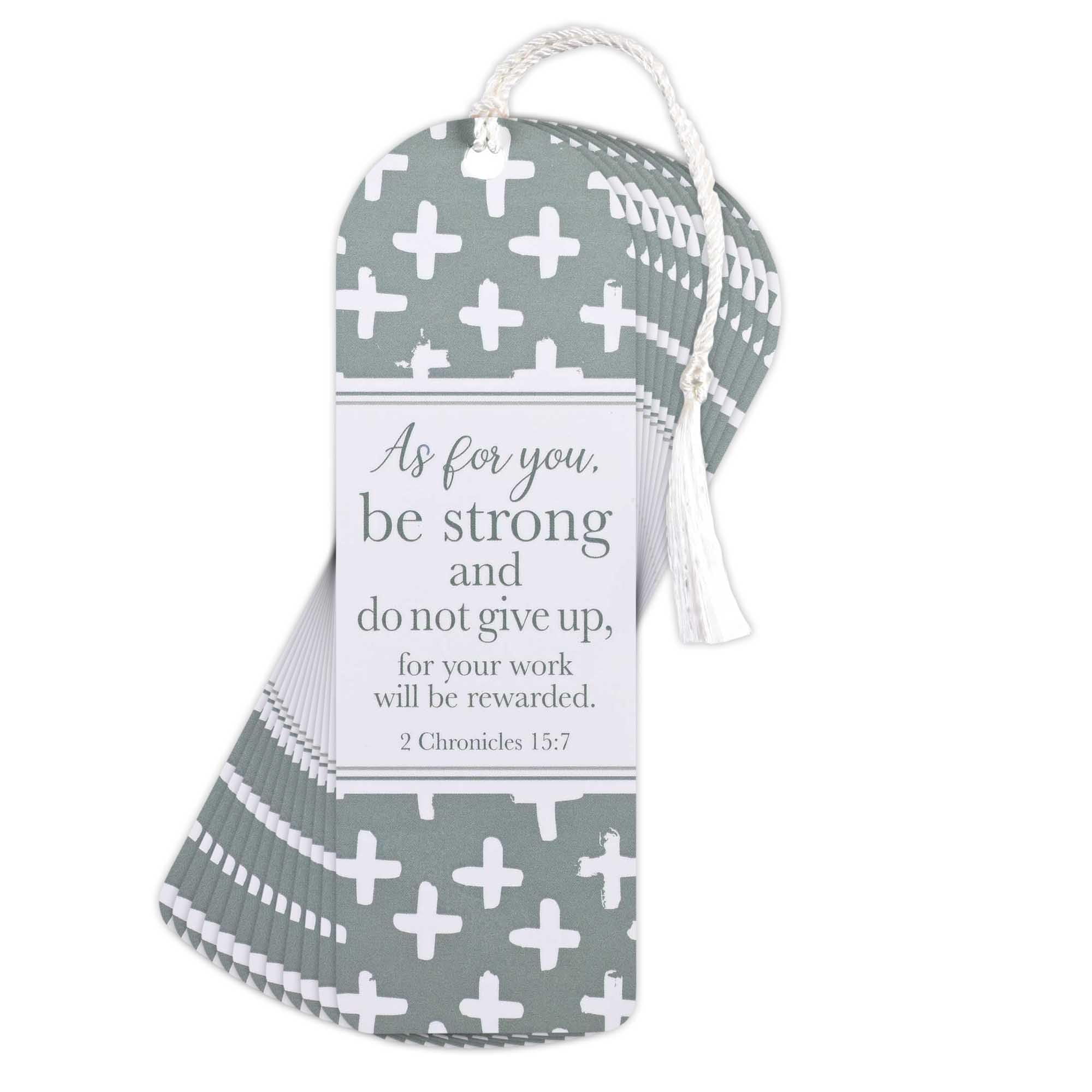 Dicksons BKMTL-484 Be Strong Green and White 2 x 6 Inch Paper and Tassel Place Keeper Bookmark Pack of 12