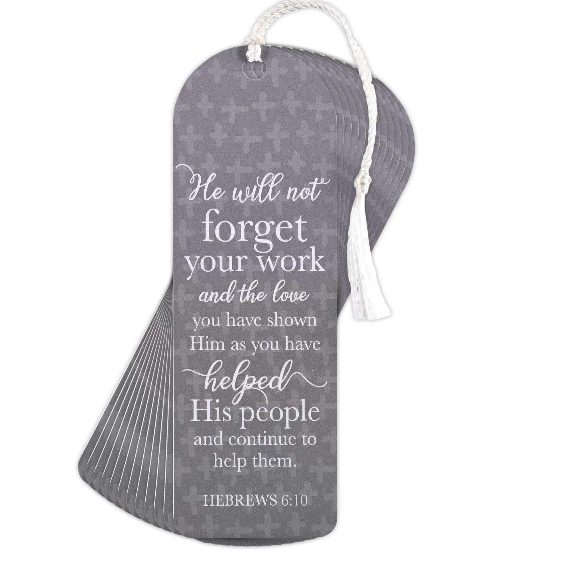 Dicksons BKMTL-486 He Will Not Forget Grey and White 2 x 6 Inch Paper and Tassel Place Keeper Bookmark Pack of 12