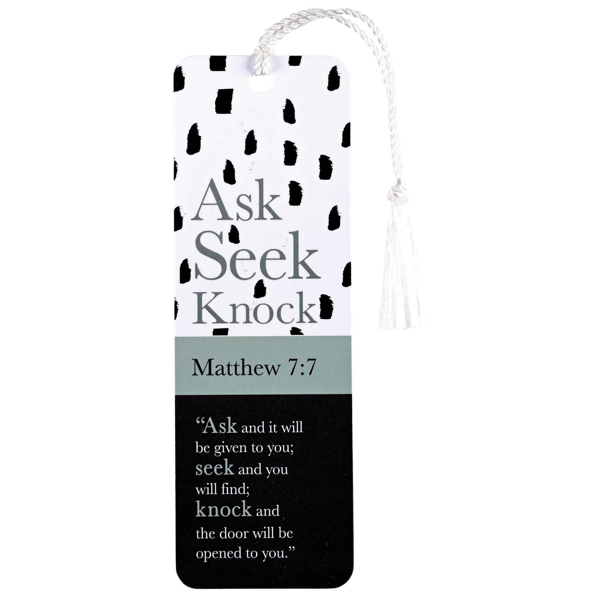 Dicksons BKMTL-487 Ask Seek Knock It Will Be Given to You Black and White 2 x 6 Paper and Tassel Encouraging Tassel Bookmark, Pack of 12