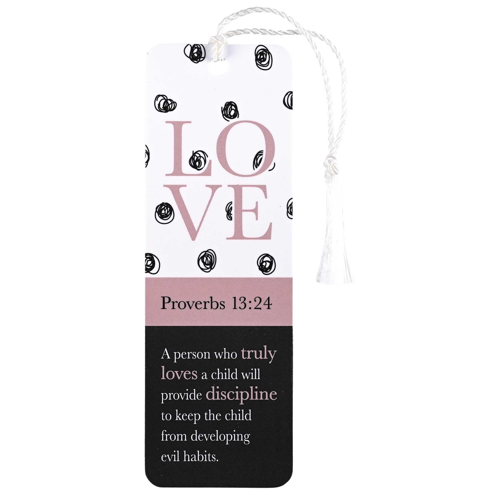 Dicksons BKMTL-490 Love A Person Who Truly Loves A Child Will Provide Discipline Black, White, and Pink 2 x 6 Paper and Tassel Encouraging Tassel Bookmark, Pack of 12