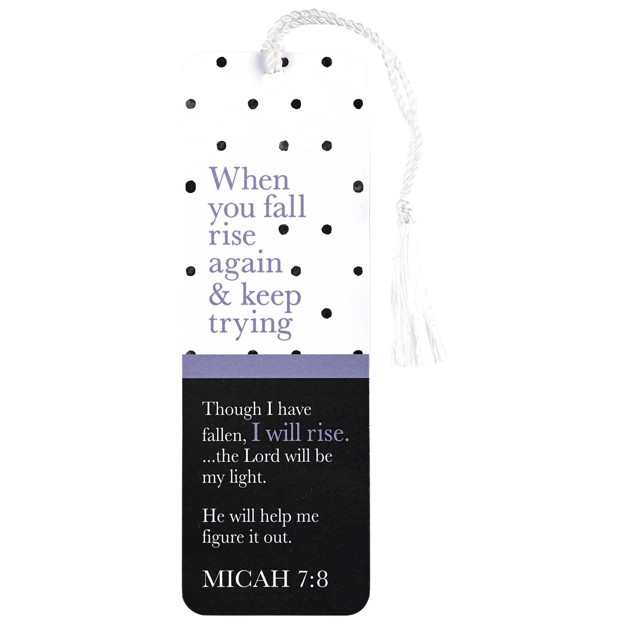 Dicksons BKMTL-493 When You Fall Rise and Keep Trying Black and White Polka Dot 2 x 6 Paper and Tassel Encouraging Tassel Bookmark, Pack of 12