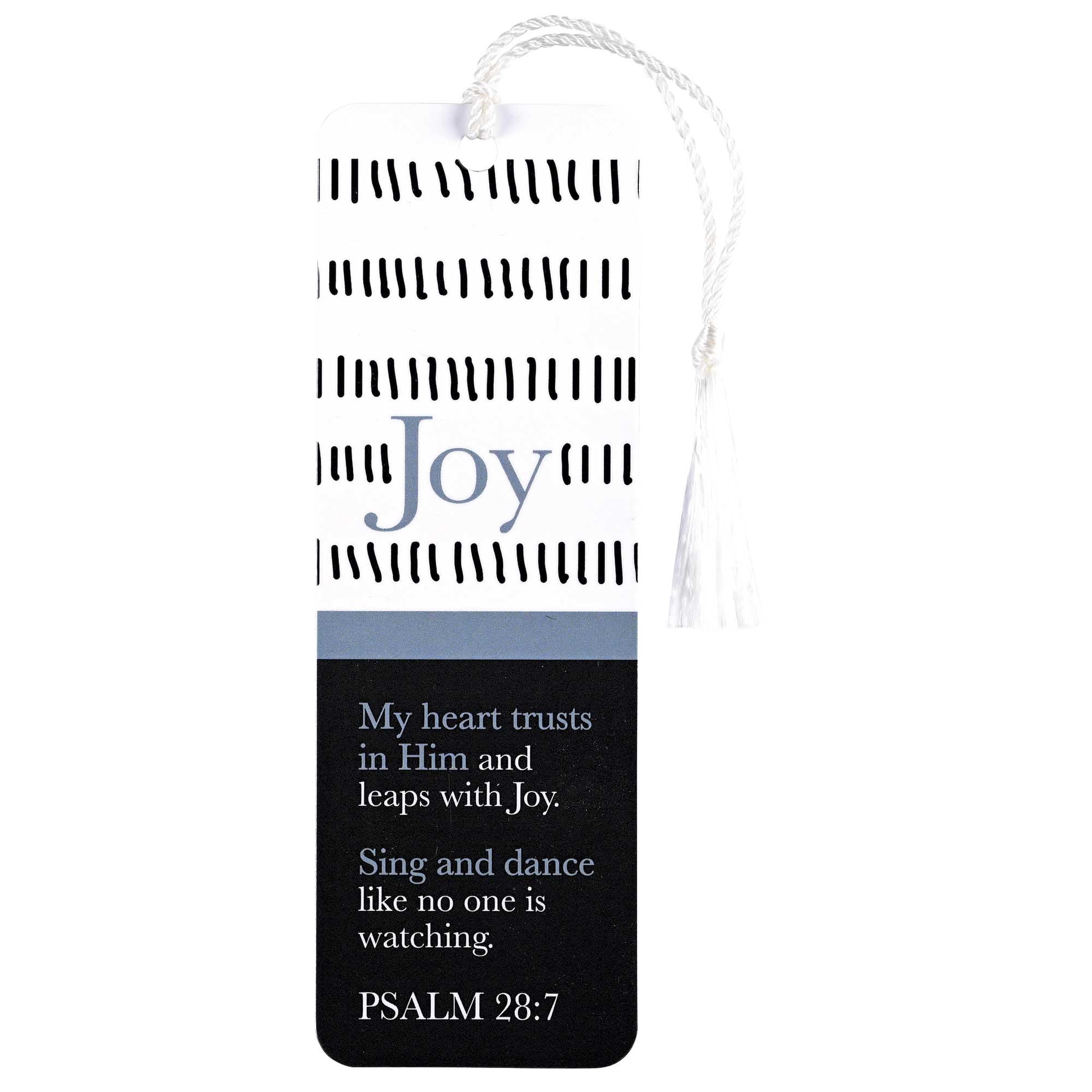 Dicksons BKMTL-496 Joy My Heart Trust in Him and Leaps with Joy Black and White 2 x 6 Paper and Tassel Encouraging Tassel Bookmark, Pack of 12