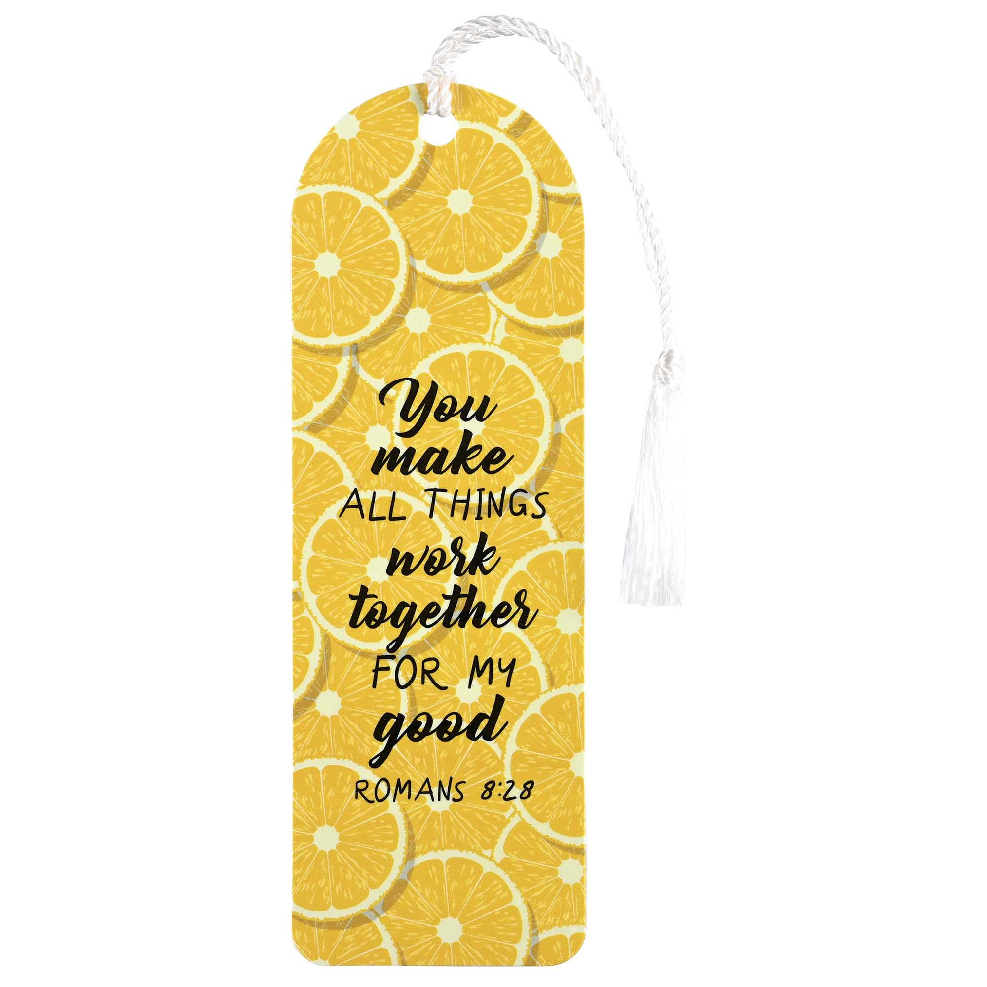 Dicksons BKMTL-515 You Make All Things Work Together for My Good Sunshine Yellow 2 x 6 Paper and Tassel Encouraging Tassel Bookmark, Pack of 12