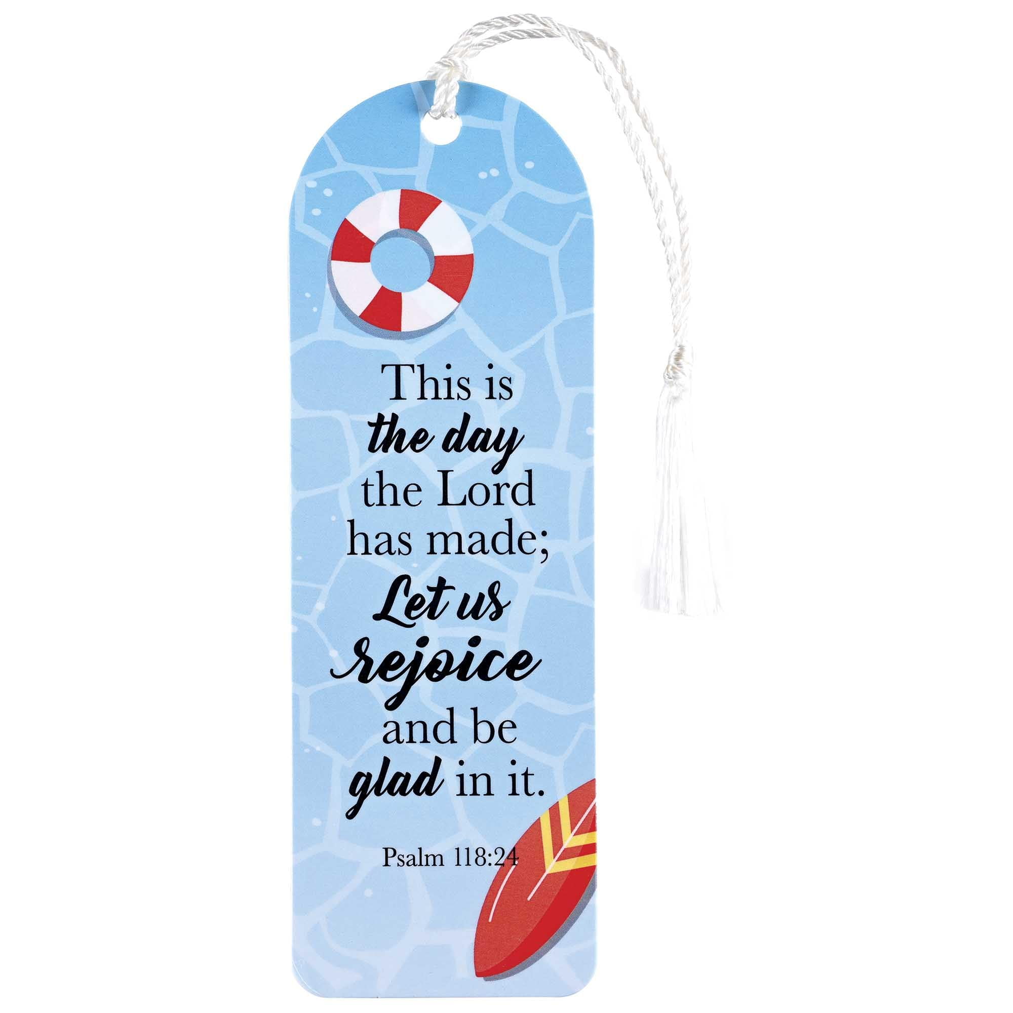 Dicksons BKMTL-517 This is The Day Let Us Rejoice Sky Blue 2 x 6 Paper and Tassel Curved Top Encouraging Tassel Bookmark, Pack of 12