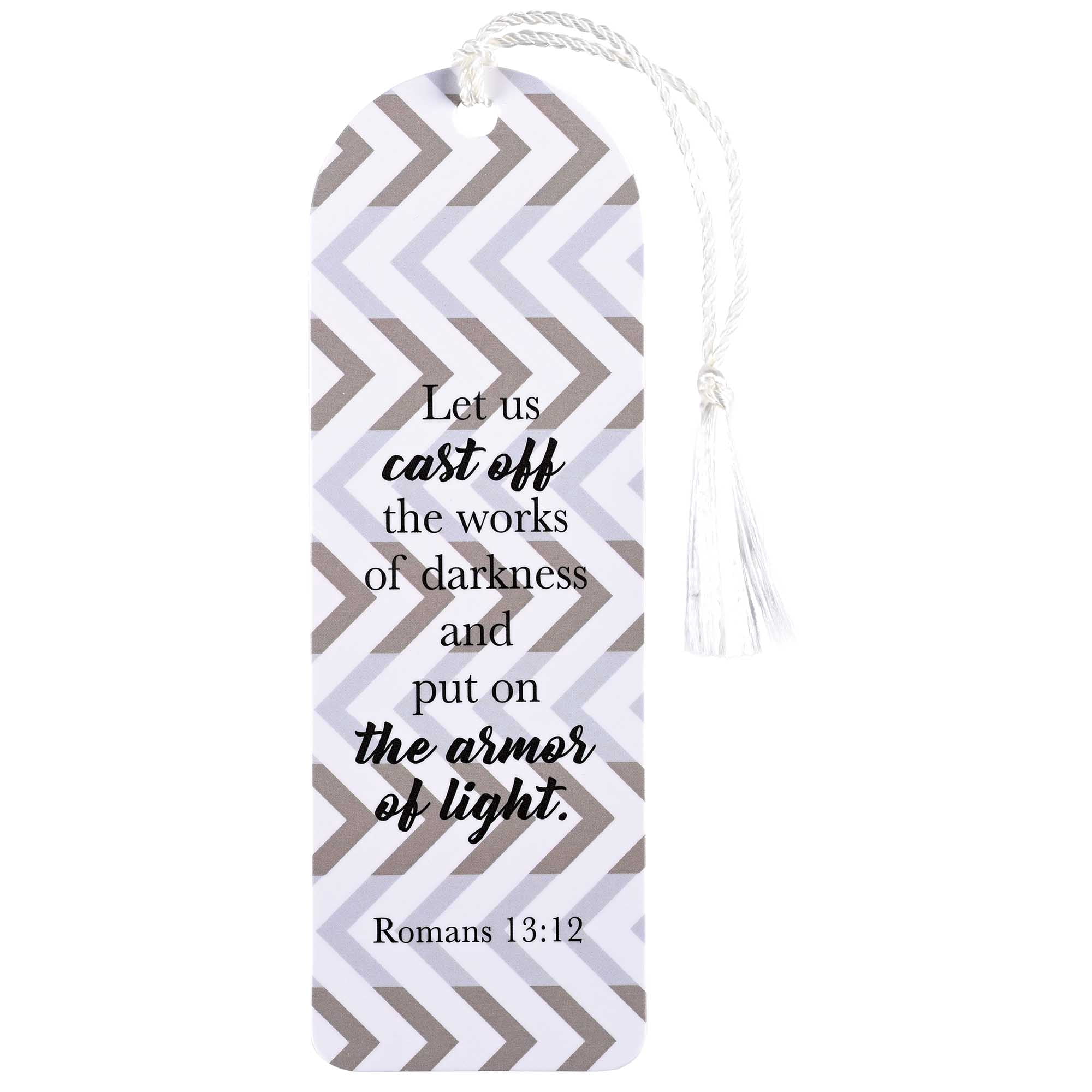 Dicksons BKMTL-524 Let Us Put On The Armor of Light Pink Chevron 2 x 6 Paper and Tassel Curved Top Encouraging Tassel Bookmark, Pack of 12